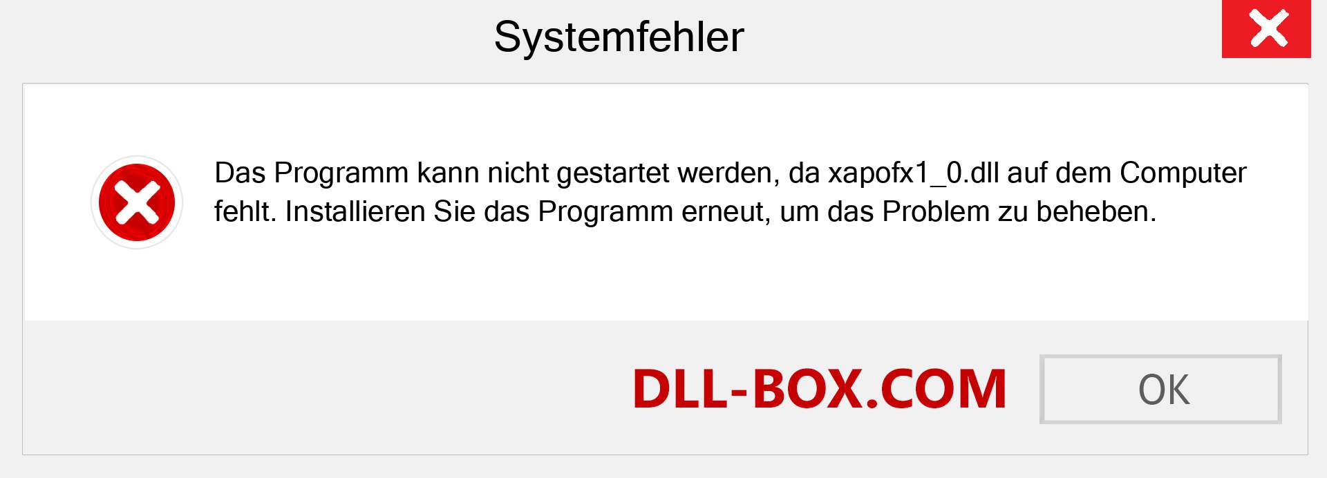 xapofx1_0.dll-Datei fehlt?. Download für Windows 7, 8, 10 - Fix xapofx1_0 dll Missing Error unter Windows, Fotos, Bildern