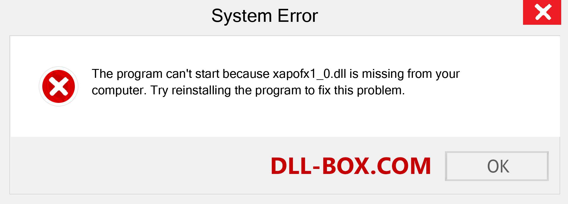  xapofx1_0.dll file is missing?. Download for Windows 7, 8, 10 - Fix  xapofx1_0 dll Missing Error on Windows, photos, images